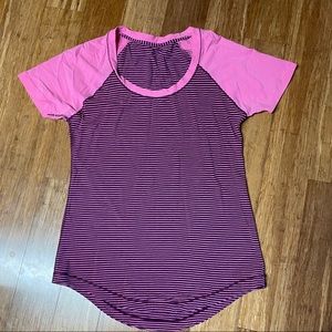 Lululemon pink stripe t shirt